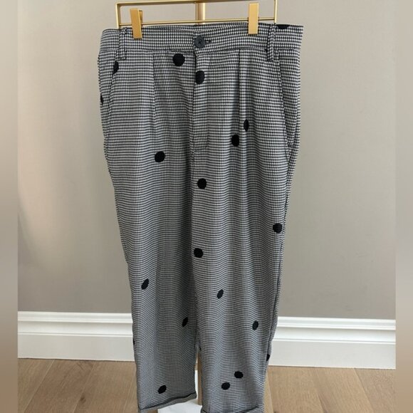 Lazy Oaf Houndstooth Polka Dot Hound Dog Cropped Trousers – Size Large - Picture 5 of 9